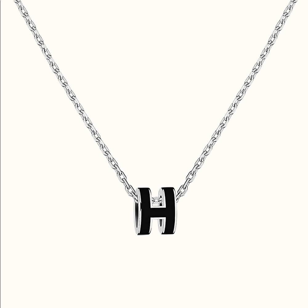 NEW Hermes Mini Pop H pendant necklace in black